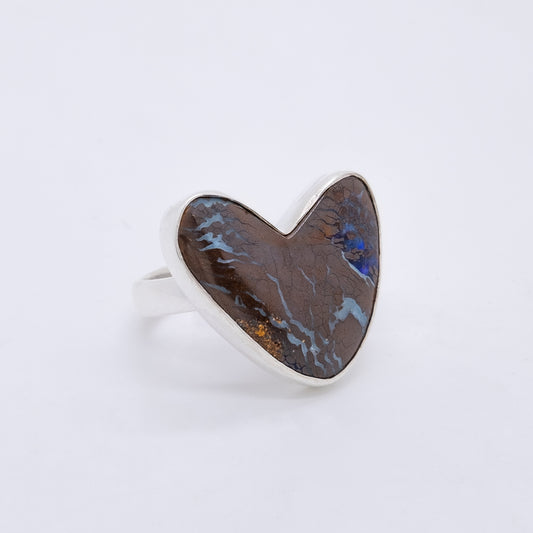 Anillo Core Hecho a Mano en Plata 925 y Ópalo Matrix Australiano