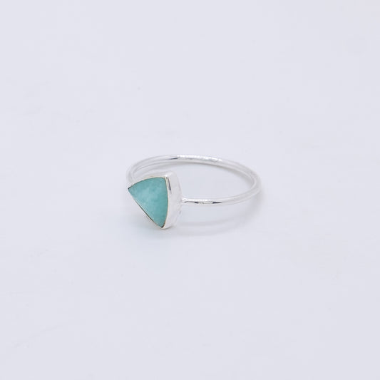 Anillo Trillion Plata y Amazonita Hecho a Mano