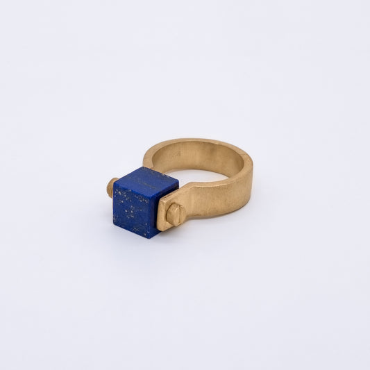 Anillo Huri Plata 925 Baño Oro 18k Lapislázuli Natural