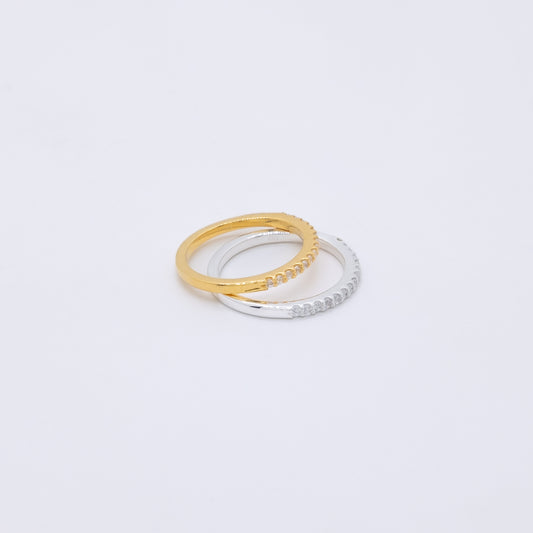 Anillo Kohatu Plata 925 Baño Oro 18k y Circonitas